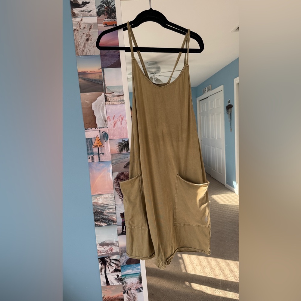 FP Movement by Free People Olive Green Romper with Pockets